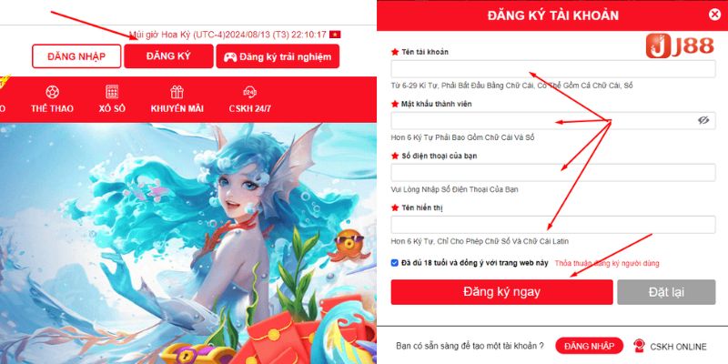 Hướng dẫn J88 mở tài khoản cá cược
